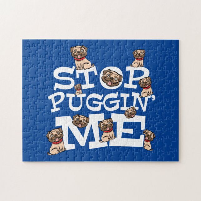 Pug Hund Stop Bugger me - Funny Pun-citat Pussel (Horisontell)