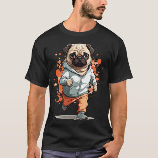 Pug Hund Streetwear Jogging Estetisk Stil T Shirt