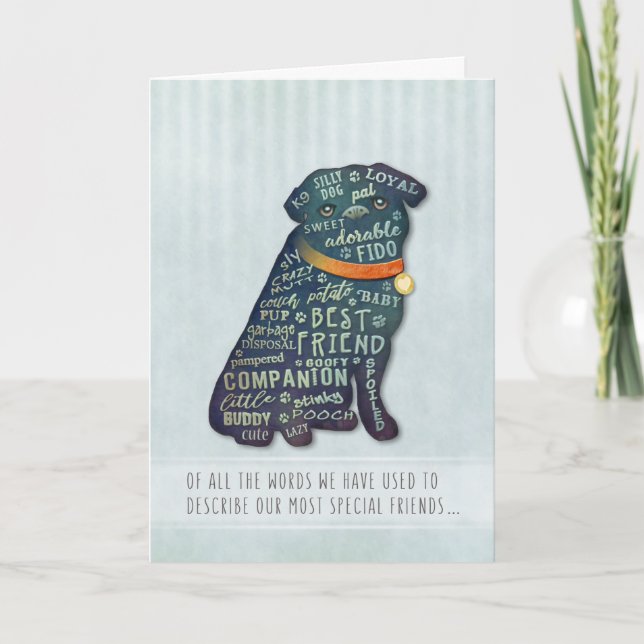 Pug Hund Sympathy Card - of all Ord Kort (Framsida)