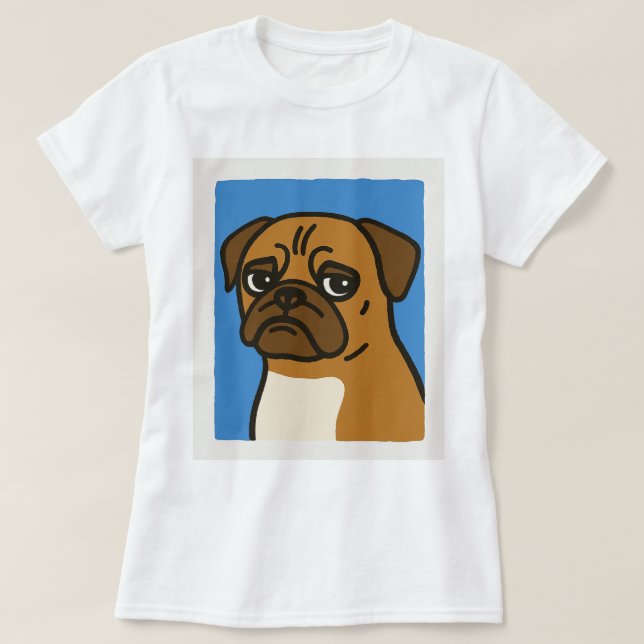 Pug Hund T Shirt (Design framsida)