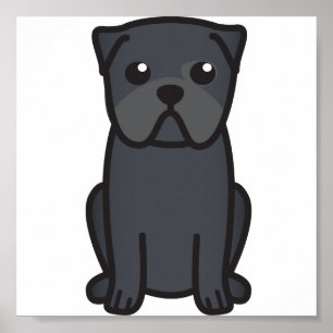 Pug Hund Tecknad Poster
