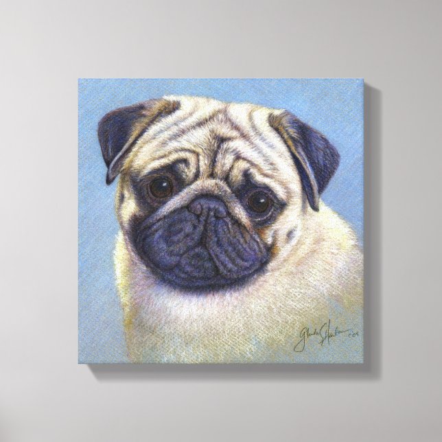 Pug Hund Teckning by Glenda S. Harlan Canvastryck (Framsida)