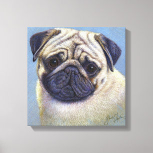 Pug Hund Teckning by Glenda S. Harlan Canvastryck