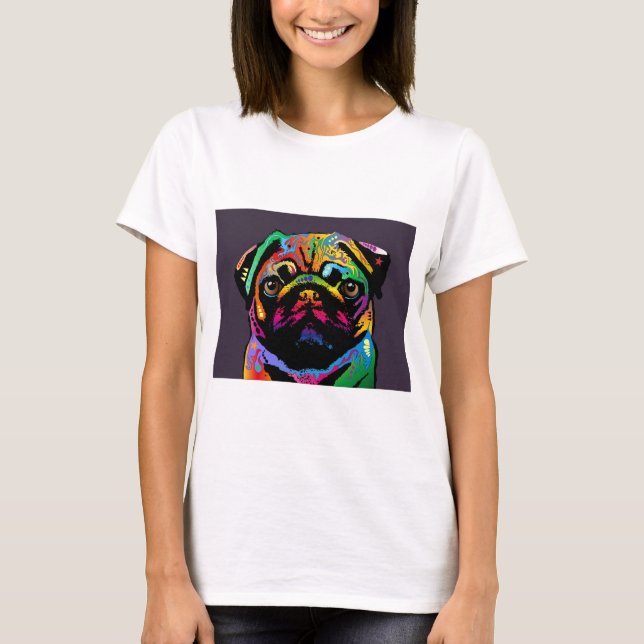 Pug Hund Tee Shirt (Framsida)
