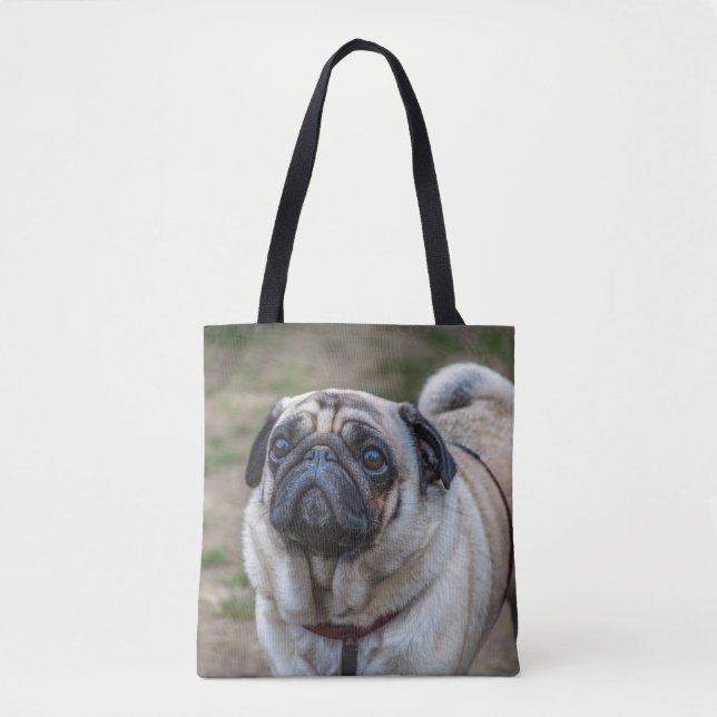 Pug hund Tote Bag Tygkasse (Framsida)