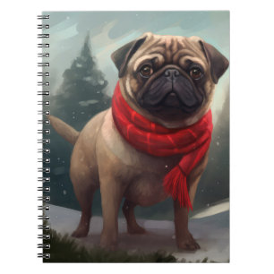 Pug Hund under julen i Snö Anteckningsbok
