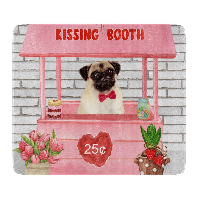 Pug Hund Valentindagen Kissing Booth (Framsidan)
