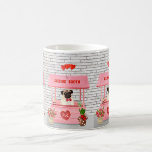 Pug Hund Valentindagen Kissing Booth Kaffemugg