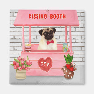 Pug Hund Valentindagen Kissing Booth Magnet