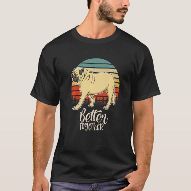 Pug Hund Vintage 30 T Shirt (Framsida)