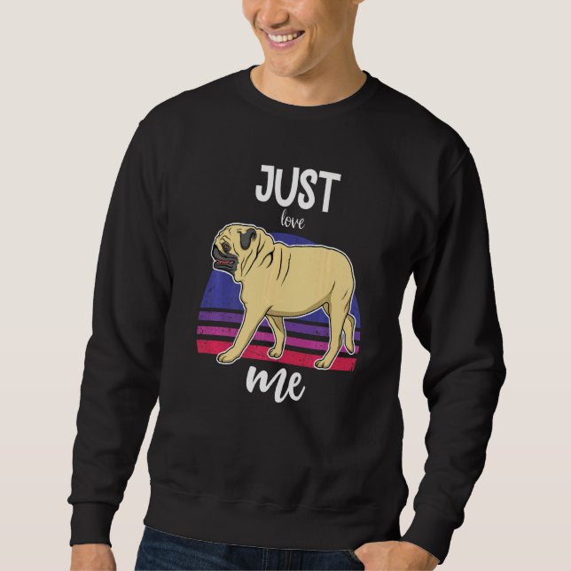 Pug Hund Vintage 65 Lång Ärmad Tröja (Framsida)