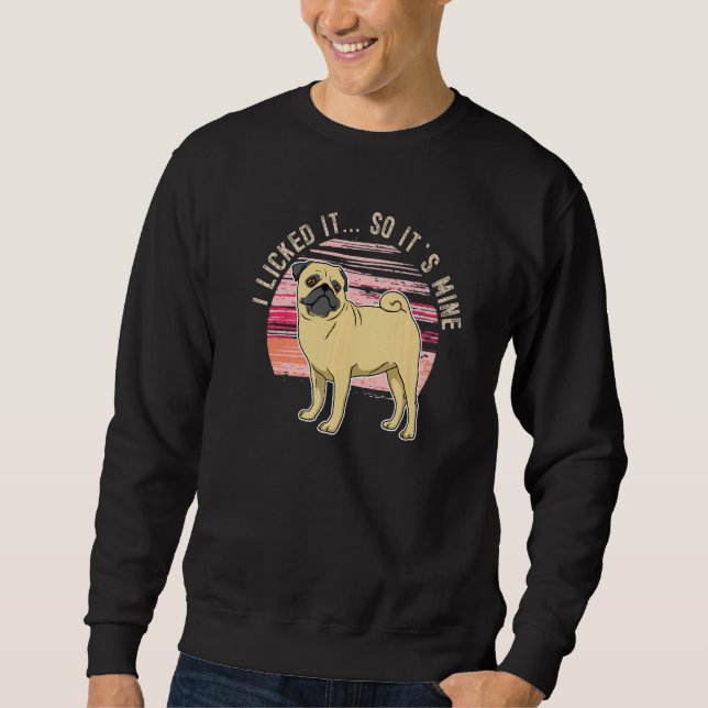 Pug Hund Vintage 8 Lång Ärmad Tröja (Framsida)