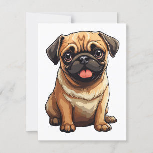 Pug hund vykort
