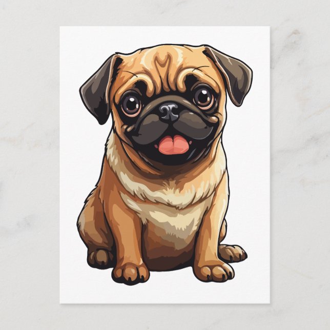 Pug hund vykort (Framsida)