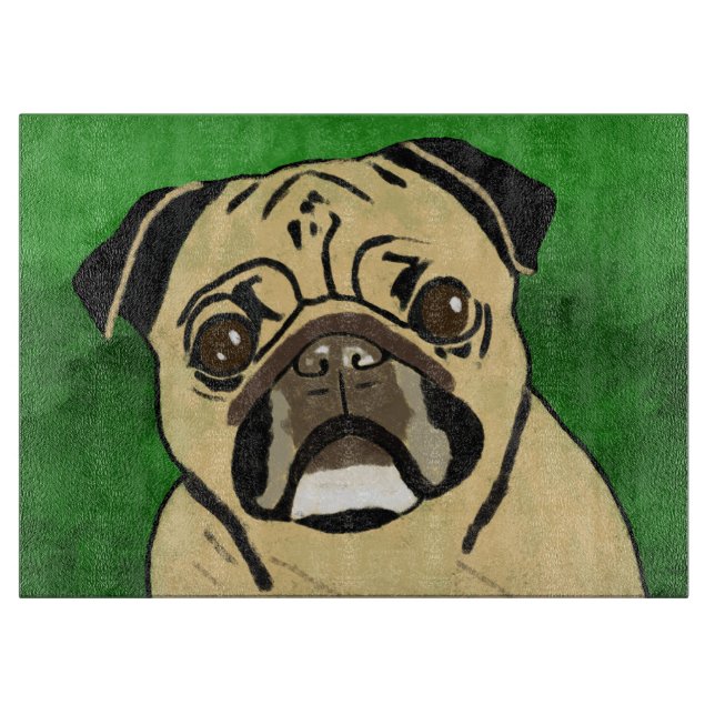 Pug Hund Watercolor Art Porträtt (Framsidan)