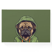 Pug Hund Wearing Grönt Hoodie