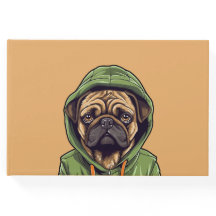 Pug Hund Wearing Grönt Hoodie