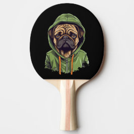 Pug Hund Wearing Grönt Hoodie Pingisracket