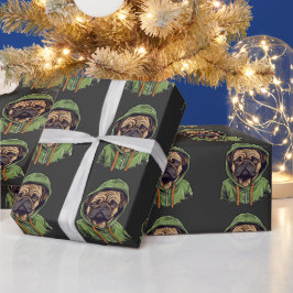Pug Hund Wearing Grönt Hoodie Presentpapper