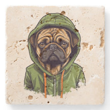 Pug Hund Wearing Grönt Hoodie
