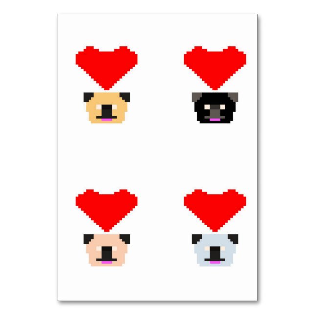 Pug Hundälskare | Kärlek i alla kuggar Bordsnummer (Framsidan)
