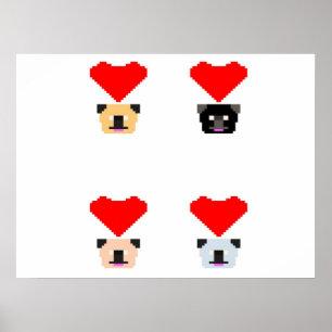 Pug Hundälskare Kärlek i alla kuggar Poster
