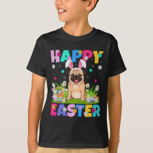 Pug Hundar Glad påsk Egg Hunt Bunny Ear Pug Easte T Shirt