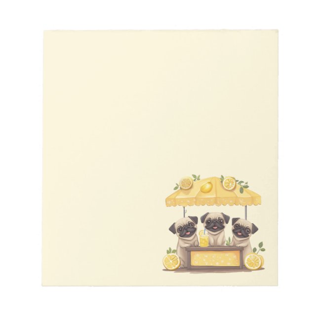 Pug Hundar Lemonade stativ Anteckningsblock (Framsida)