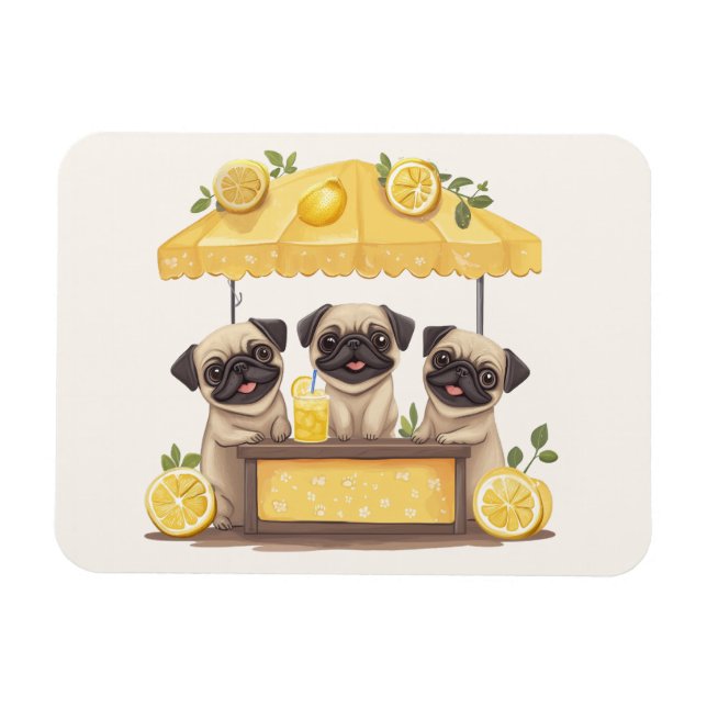 Pug Hundar Lemonade stativ Magnet (Horisontell)