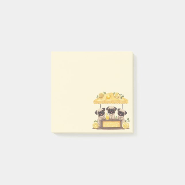 Pug Hundar Lemonade stativ Post-it Block (Framsida)