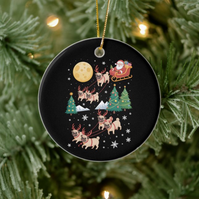 Pug Hundar Träd Jul Tröja Xmas Husdjur Djur  Julgransprydnad Keramik (Träd)
