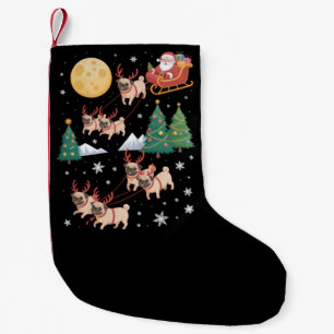 Pug Hundar Träd Jul Tröja Xmas Husdjur Djur Liten Julstrumpa