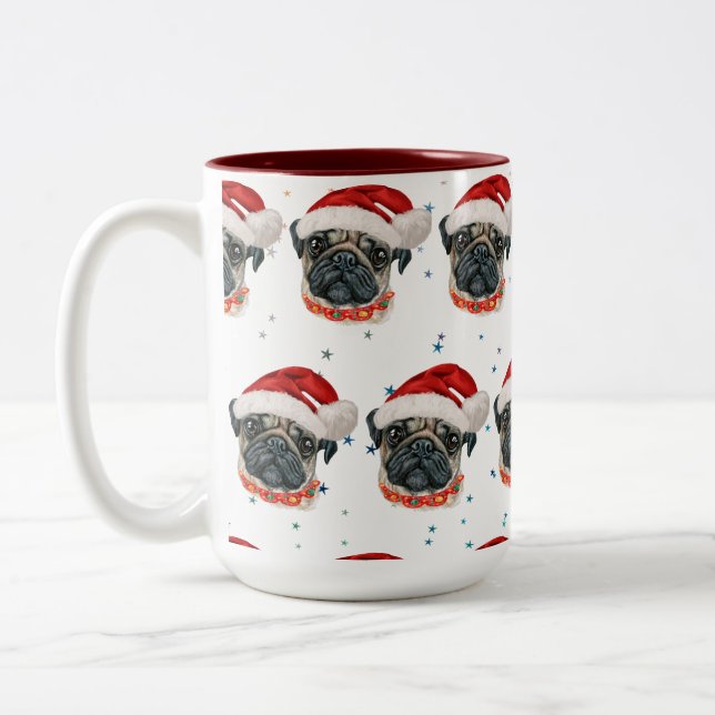 Pug Hundras Kristna Stjärnor Två-Tonad Mugg (Vänster)