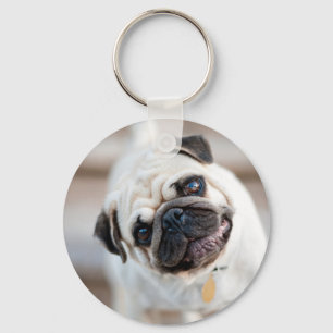 Pug huvud Lutning Nyckelring