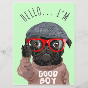 Pug I är en Bra pojke, Pug Älskare Gift, Lusj Pug Meny