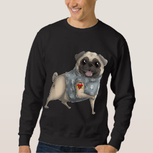 Pug I Kärlek Mamma Tattoo Hund Funny Mors dag Gift Lång Ärmad Tröja