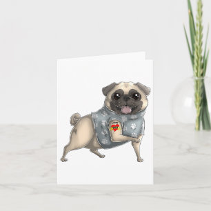 Pug I Kärlek Mamma Tattoo Hund tröja Funny Mors da Kort