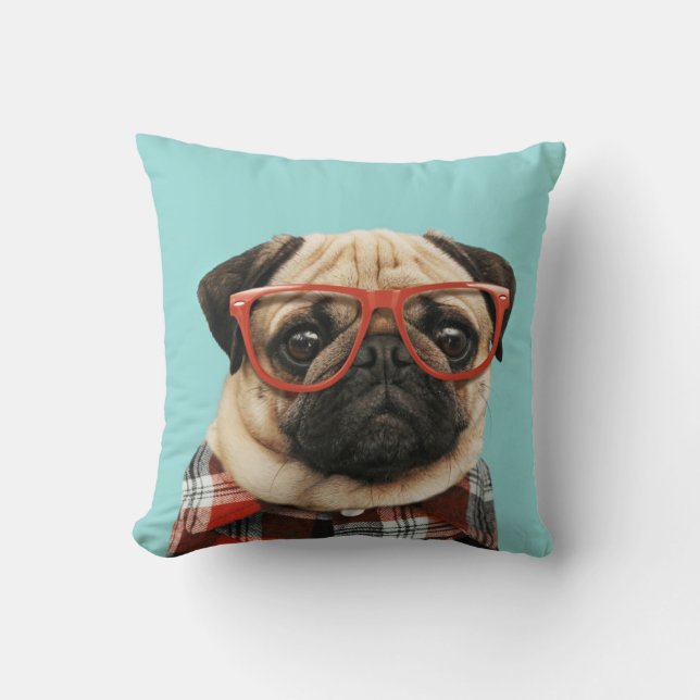 Pug i Plaidskjorta Kudde (Framsida)