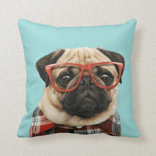 Pug i Plaidskjorta Kudde