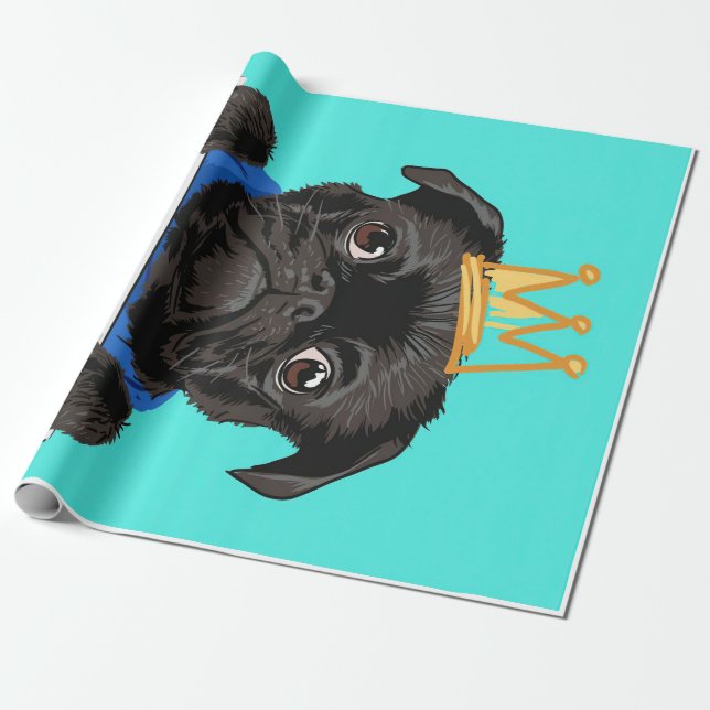Pug I regerar världsgåvan, den vackra Pug Älskare- Presentpapper (Utrullad)