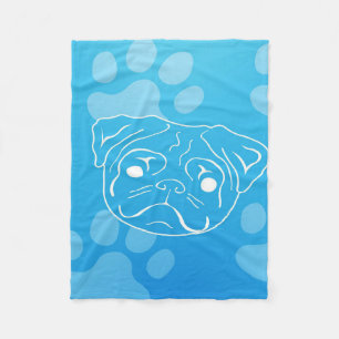 Pug Illustration Blanket Fleecefilt