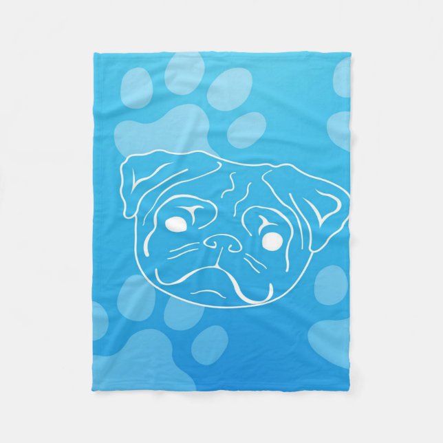 Pug Illustration Blanket Fleecefilt (Framsidan)
