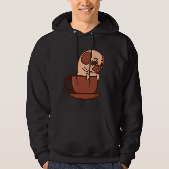 Pug in a Mugg cute Pug gips for Pug Älskare Essent Hoodie (Framsida)