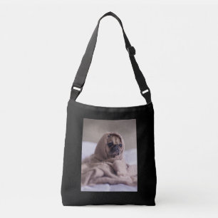 Pug in Blanket Cute Pug Hund älskare Gift Axelväska
