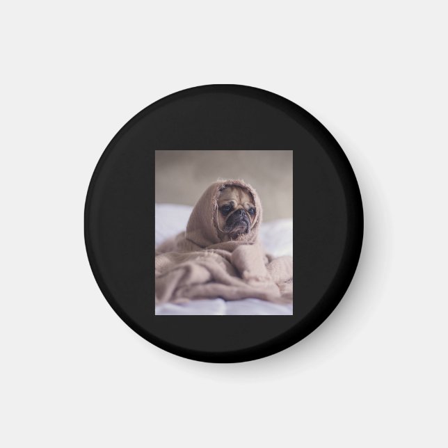 Pug in Blanket Cute Pug Hund älskare Gift Magnet (Framsidan)