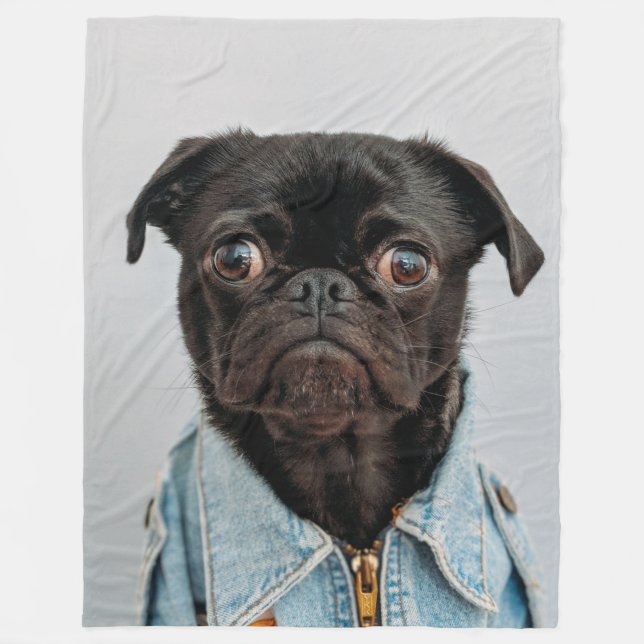 PUG in DENIM Fleecefilt (Framsidan)