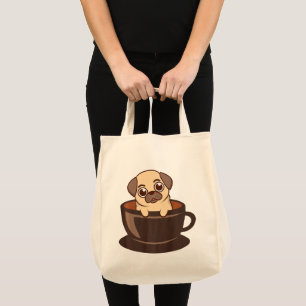 Pug in en Mugg-Djurälskare för kaffedrinker-Hund Tygkasse