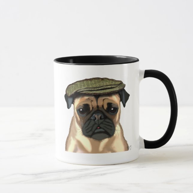 Pug in Flat Cap Mugg (Höger)