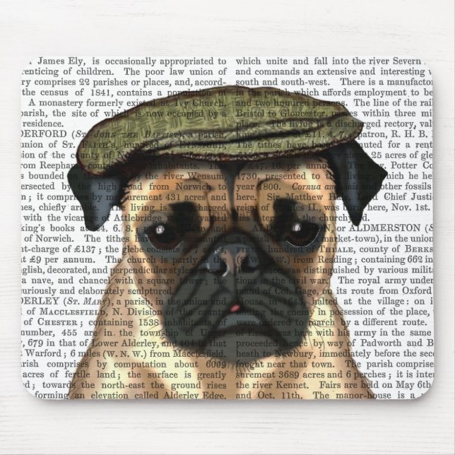 Pug in Flat Cap Musmatta (Framsidan)
