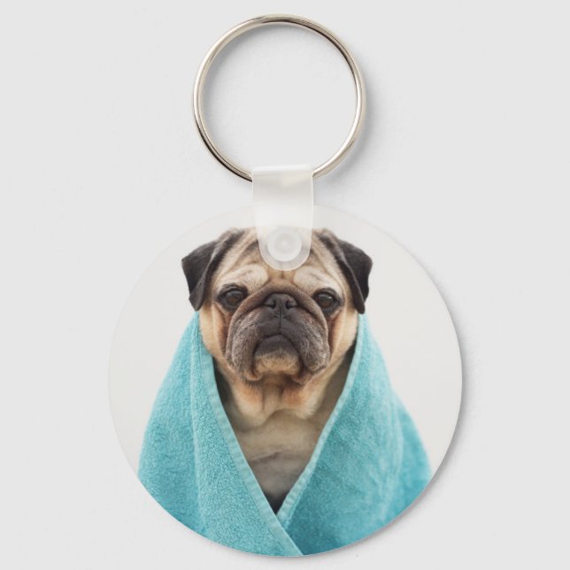 Pug in i ett torn nyckelring (Framsida)